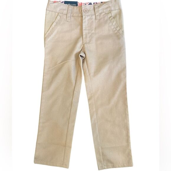 U.S. Polo Assn. Girls Skinny Khaki Pants Size 4 Adjustable Waist 18” Inseam NWT - Picture 1 of 7